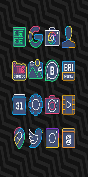 Garis Dark - Lines Icon Pack 스크린샷 1