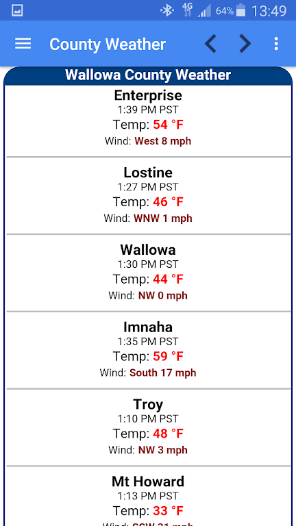 Joseph Oregon Weather экрана 4