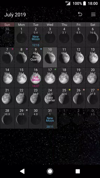 Simple Moon Phase Calendar screenshot 1