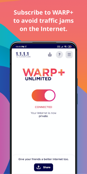 1.1.1.1 + WARP: Safer Internet captura de pantalla 3