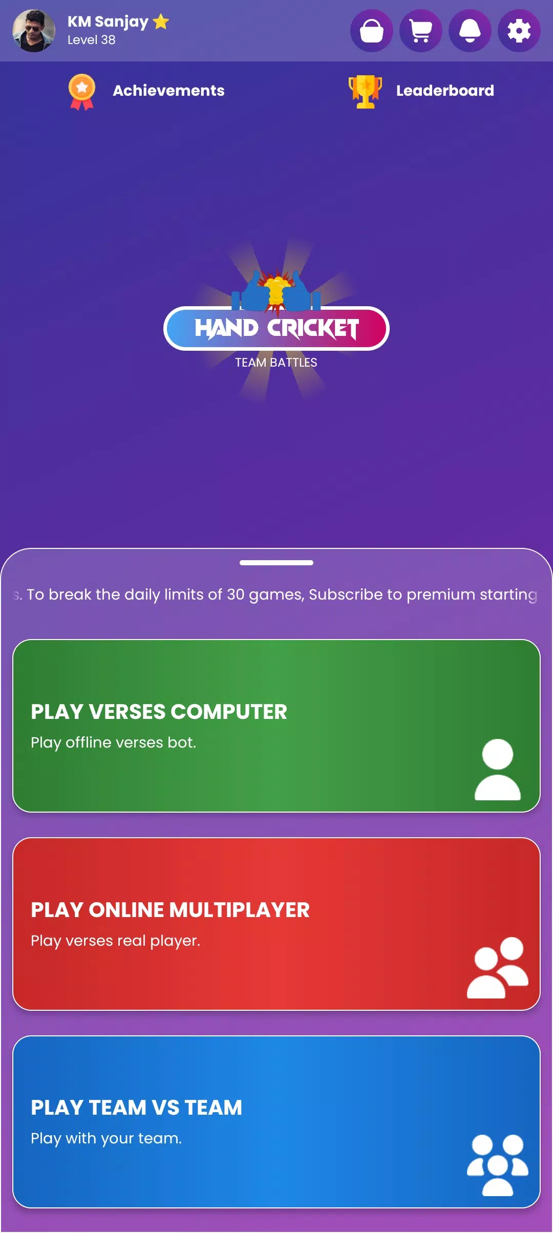 Hand Cricket captura de pantalla 1