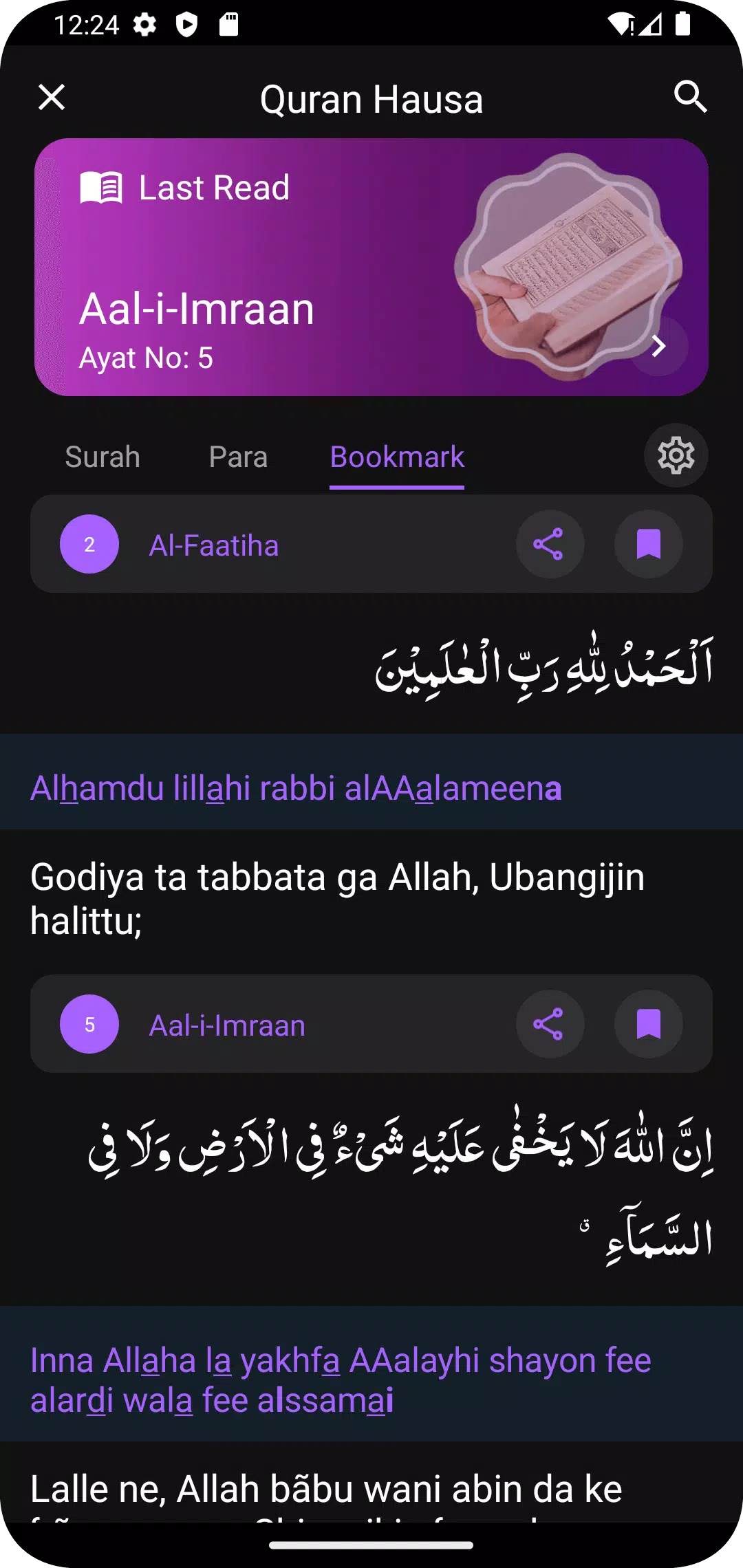 Screenshot Al Quran Hausa Translation 3