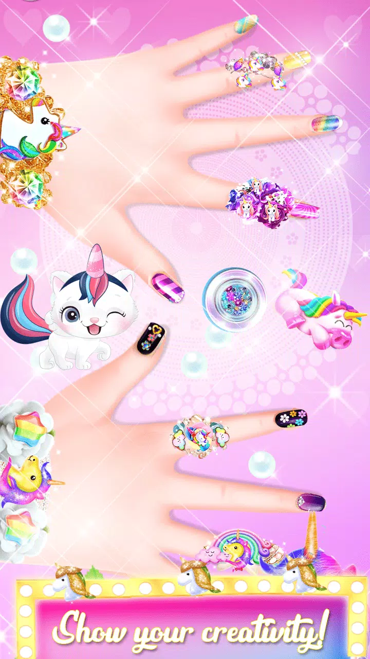 Unicorn Acrylic Nails Makeover ကိုဖန်သားပြင်4