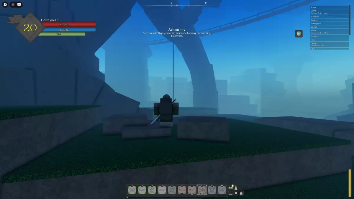 Een Rune Slayer -speler gaat naar een dorp in de bomen