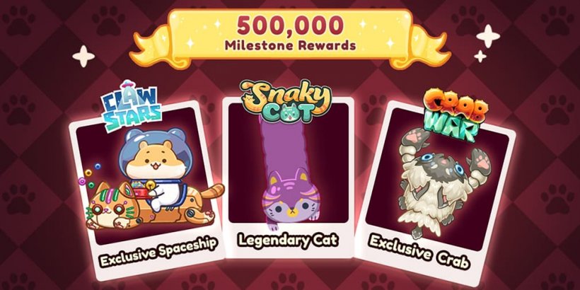 images showing Claw Stars astronave esclusiva, gatto leggendario e granchio esclusivo Crab War: Idle Swarm Evolutions 500.000 premi per traguardi pre-registrazioni