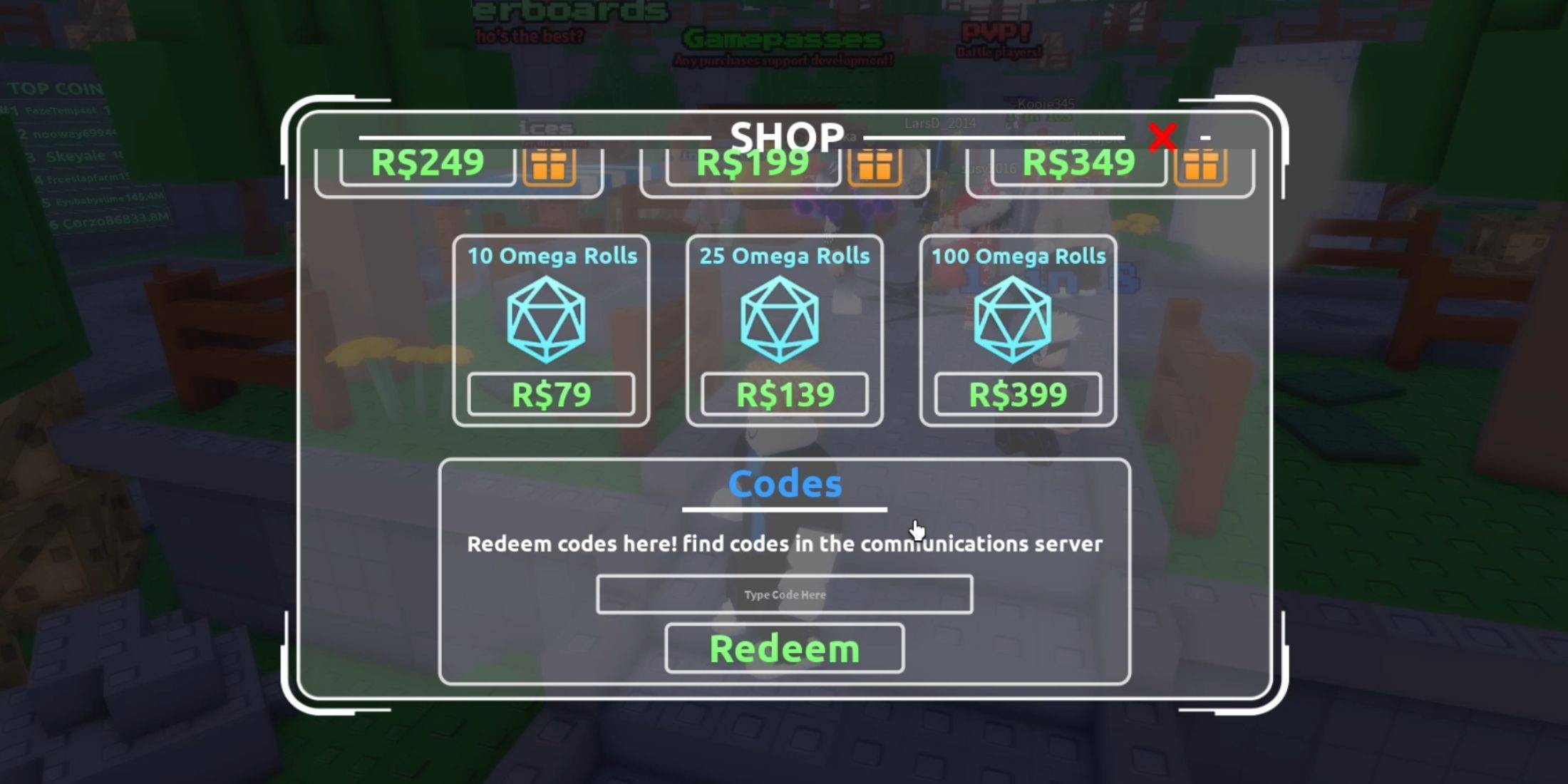 Trainer Battle RNG Code Redemption Interface