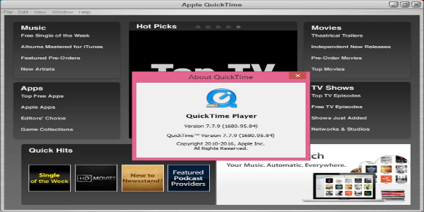 ภาพหน้าจอ QuickTime 1