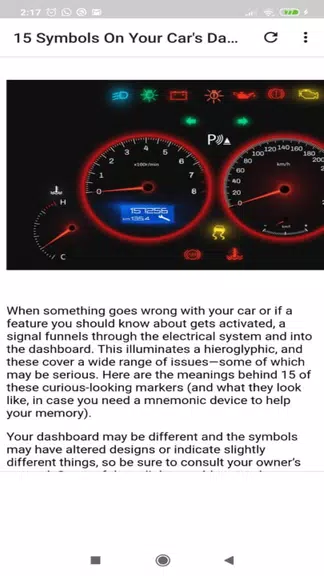 Car dashboard symbols screenshot 1