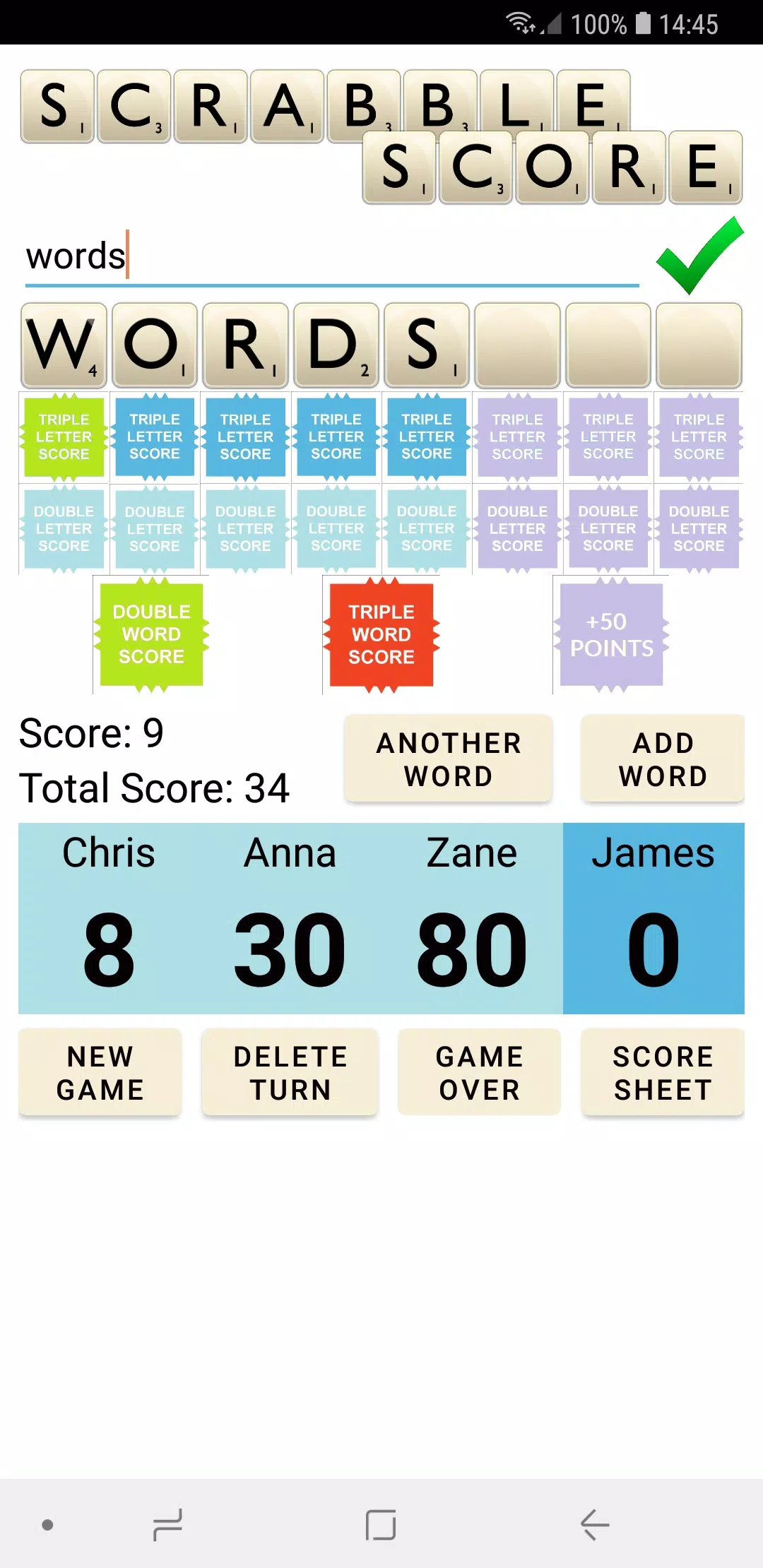 Scrabble Score Zrzut ekranu 2