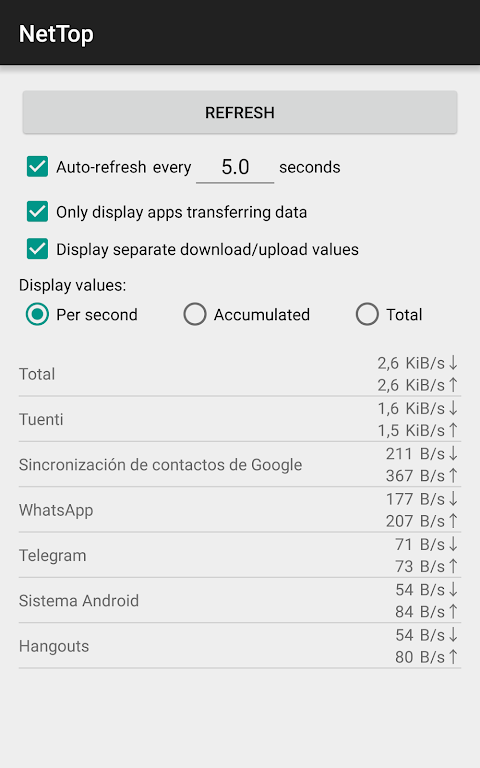 NetTop: RealTime Network Meter 스크린 샷 2