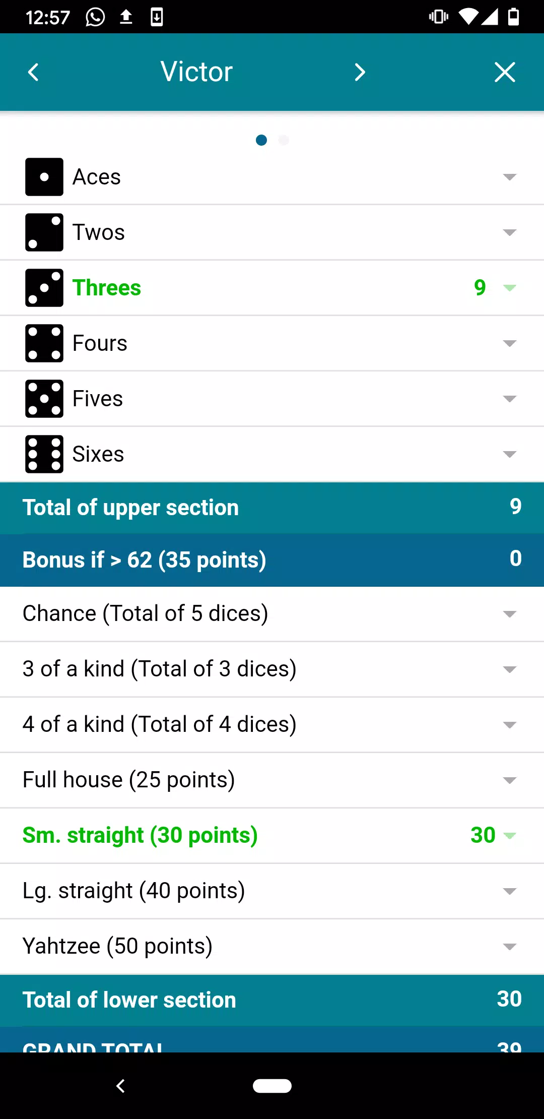 Yam’s ScoreSheet (no advertisi Capture d’écran2