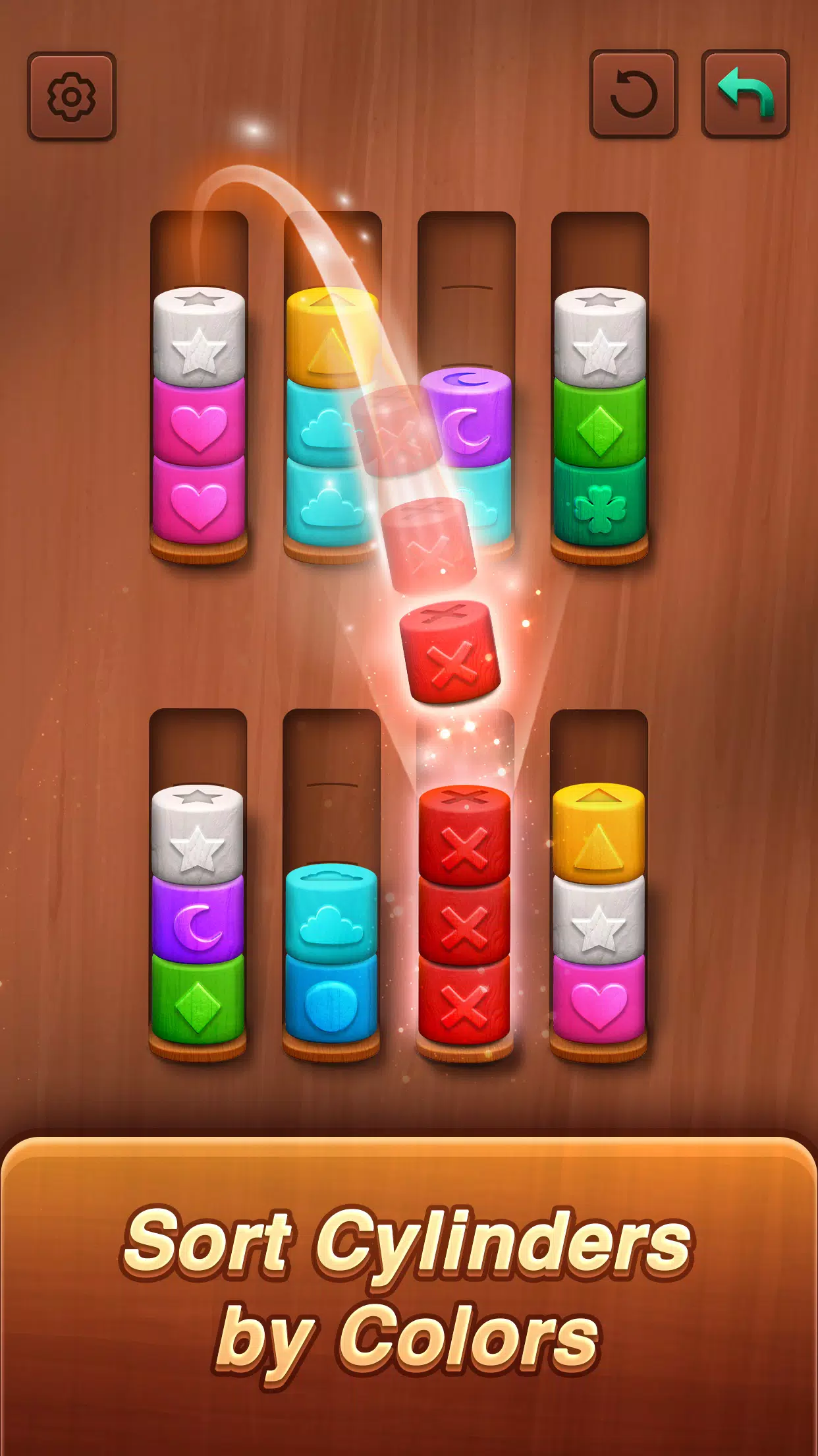 Screenshot Color sort: Wood Cylinder Saga 1