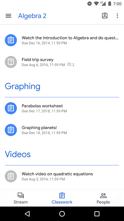 Google Classroom captura de pantalla 2