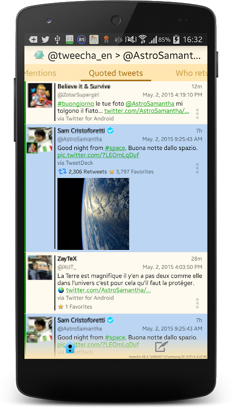 Tweecha Lite for Twitter: Presented in papers экрана 3