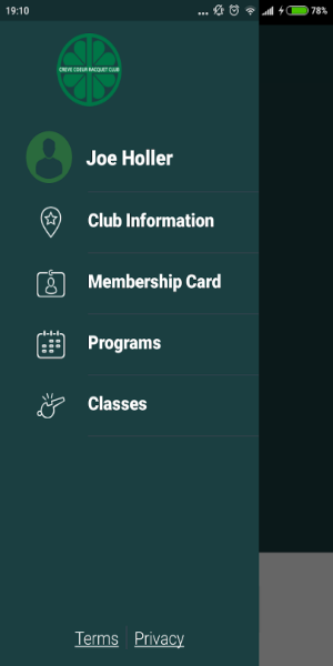 Screenshot CCRC Tennis Mobile App 2
