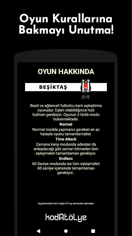 Beşiktaş Futbolcu Kart Eşleştirme Oyunu Capture d’écran4