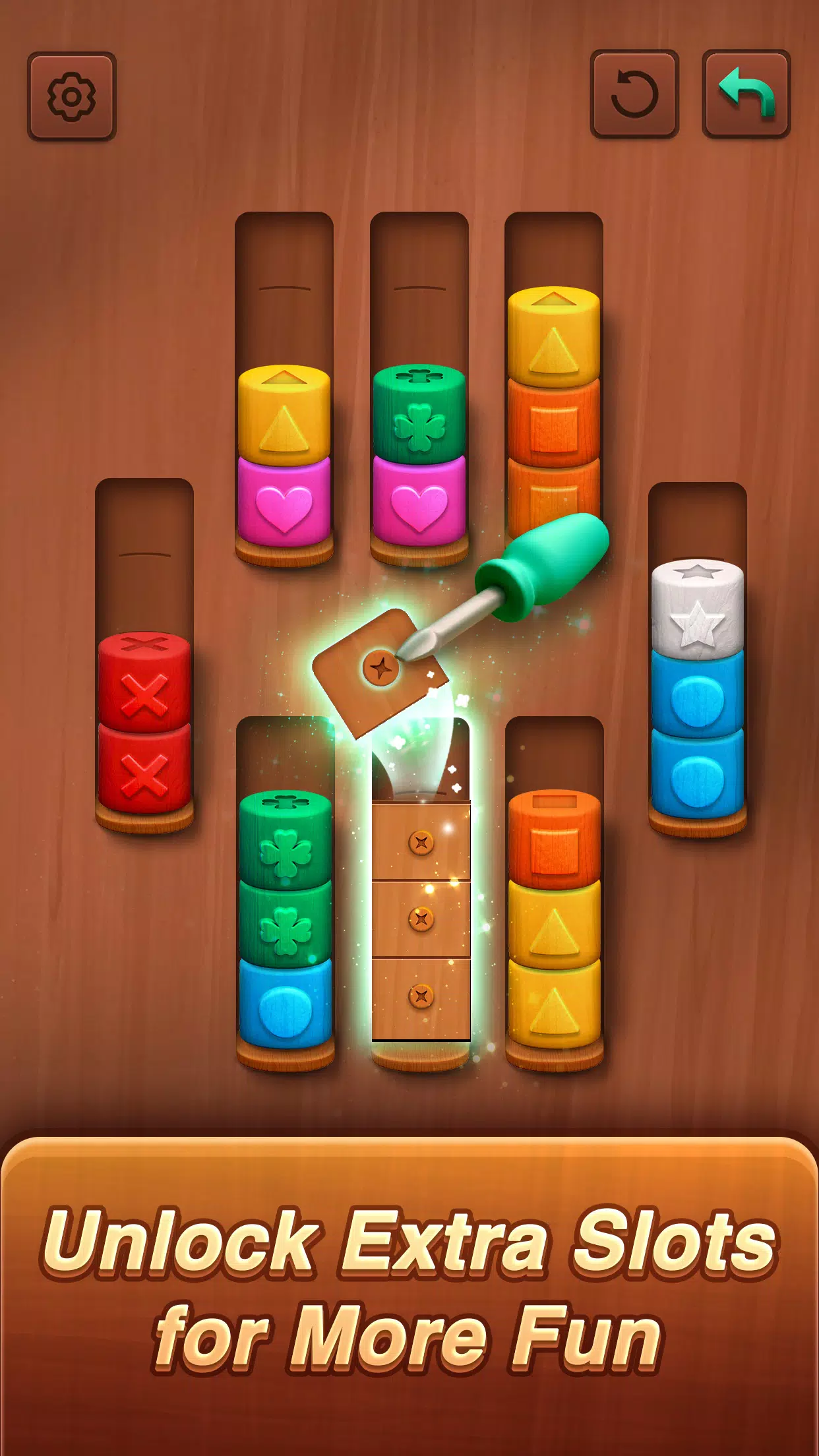 Screenshot Color sort: Wood Cylinder Saga 2