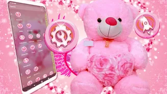 Pink Teddy Bear Theme Скриншот 4