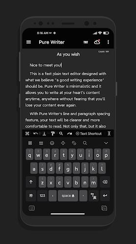 Screenshot Pure Writer - Escrita, Notas 1