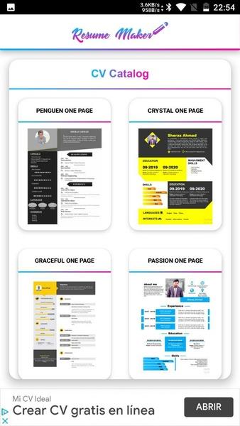 Resume Builder & CV maker :PDF Capture d’écran1