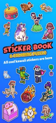 Sticker book & coloring puzzle captura de pantalla 1