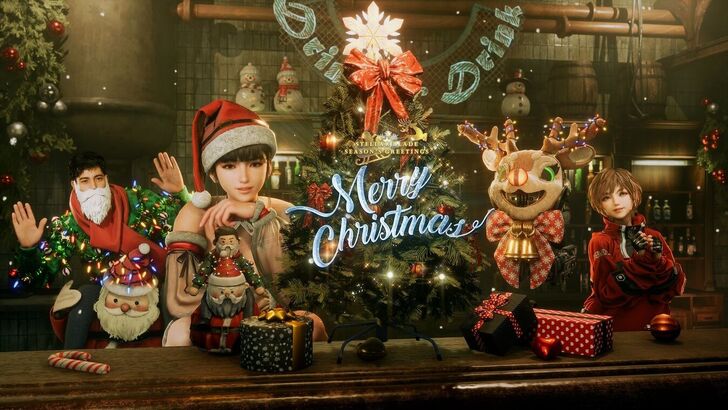 Stellar Blade characters in holiday costumes
