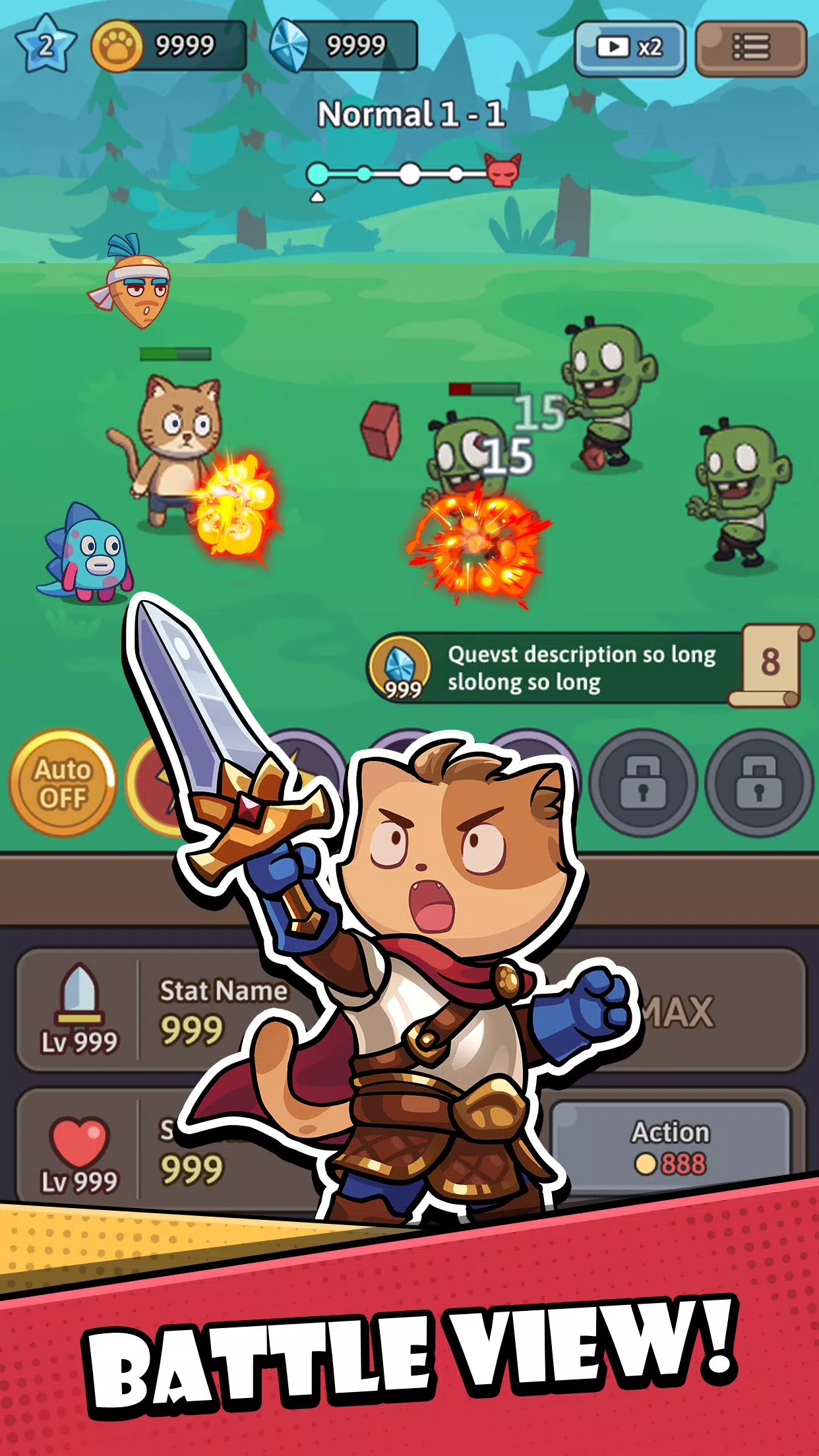 Cat Hero: Idle RPG War Schermafbeelding 1