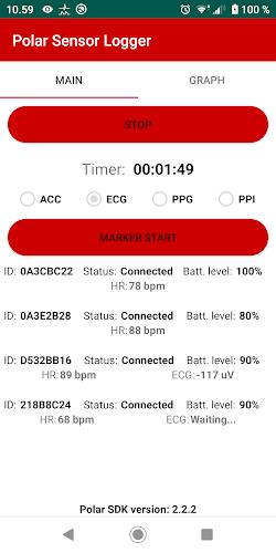 ภาพหน้าจอ Polar Sensor Logger 1