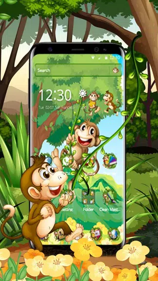 The Cute Cartoon Monkey Theme屏幕截圖3