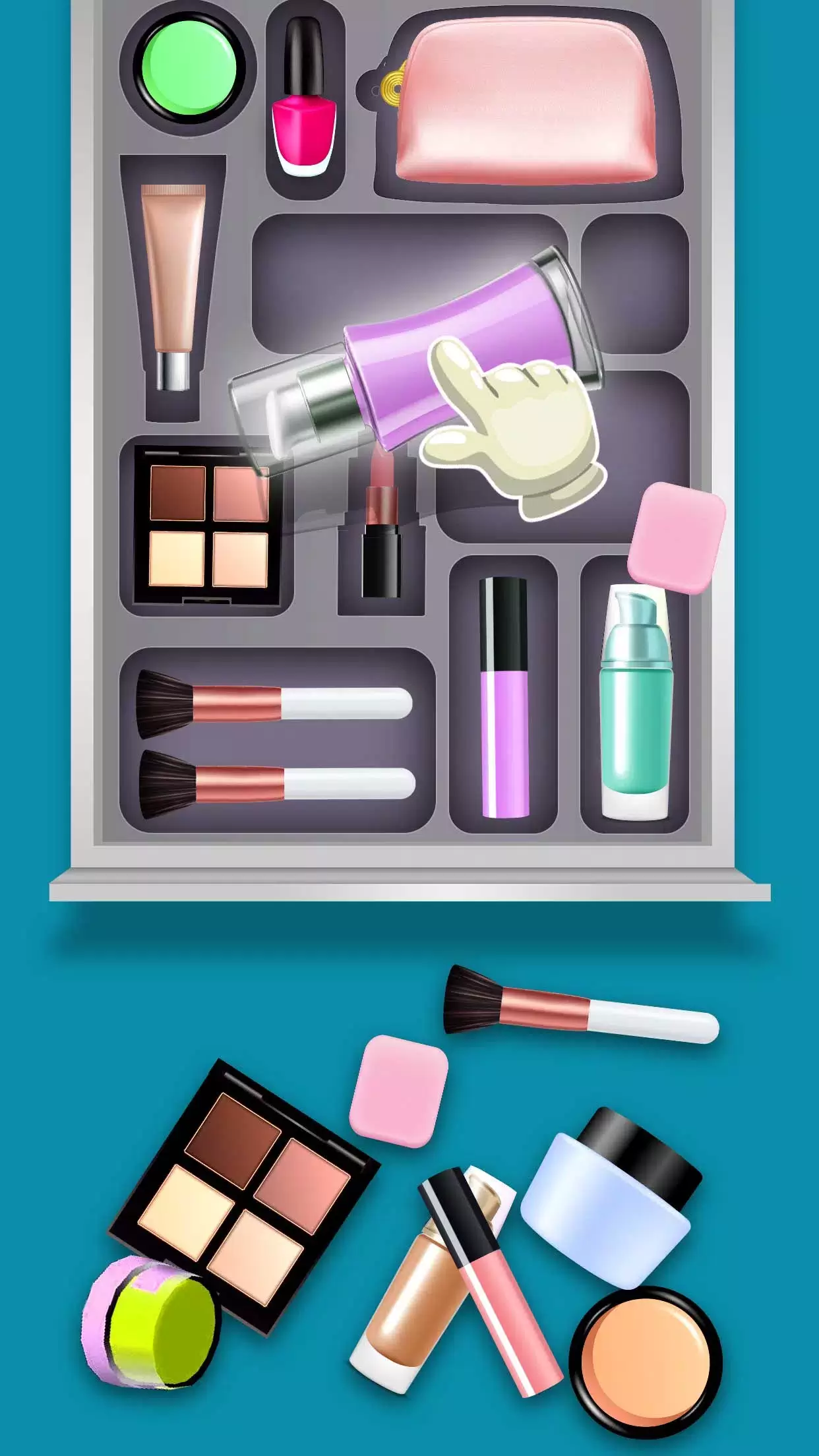 Fill the Makeup Organizer Game Screenshot 2