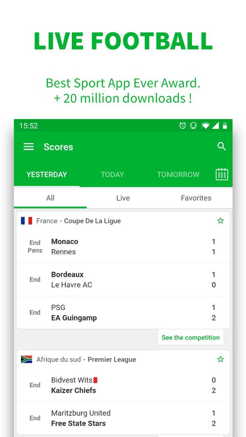 SKORES - Live Football Scores Screenshot 1