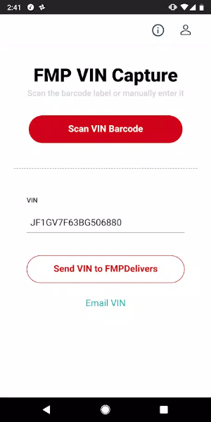 Screenshot FMP Vin Scan for FMPDelivers by DST 2